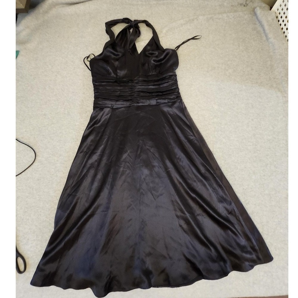 Harold's Dress Womens 6‎ Black Silk Halter A-Line Ruched Waist Cocktail Evening